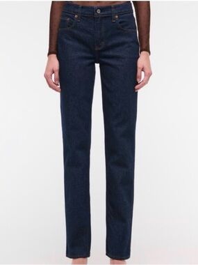 Abercrombie & Fitch Dark Blue Mid Rise 90s Straight Leg Jeans